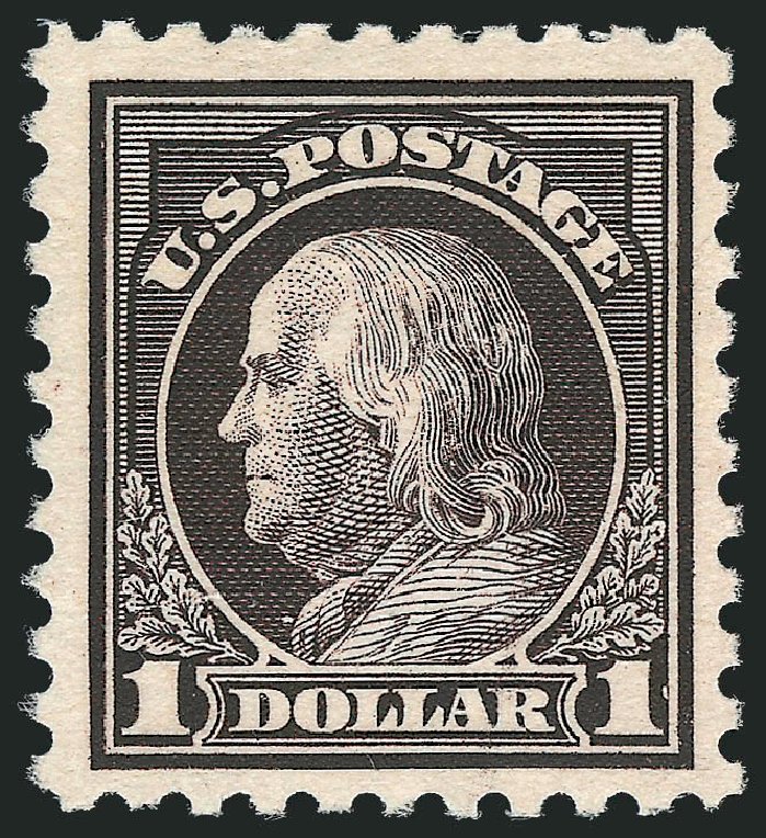 Values of US Stamps Scott 478 - US$1.00 1916 Franklin Perf 10. Robert Siegel Auction Galleries, Oct 2011, Sale 1014, Lot 1979
