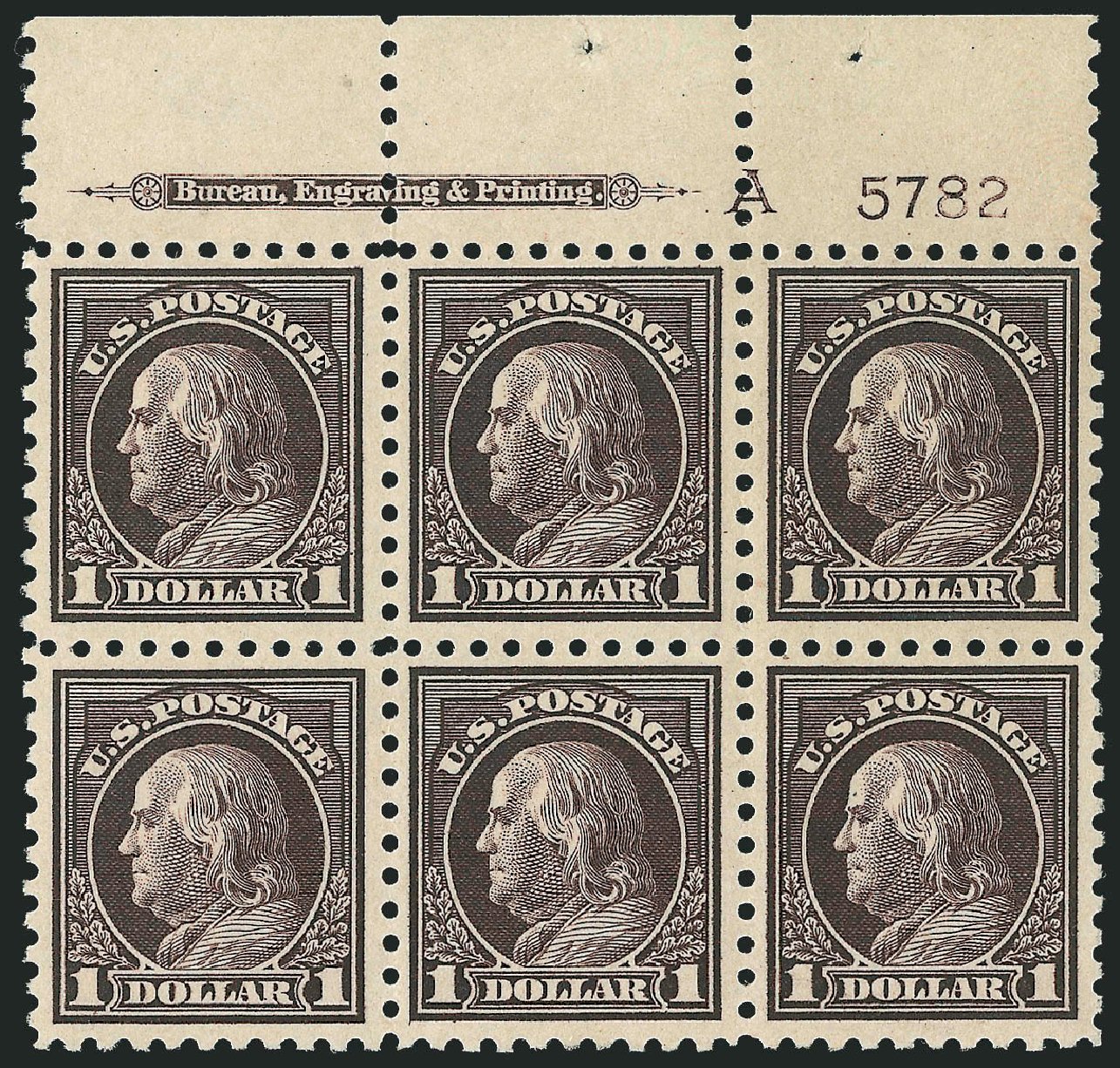 Value of US Stamps Scott Catalog 478 - 1916 US$1.00 Franklin Perf 10. Robert Siegel Auction Galleries, Feb 2015, Sale 1093, Lot 410