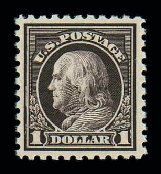 Value of US Stamps Scott Cat. # 478 - 1916 US$1.00 Franklin Perf 10. Matthew Bennett International, Dec 2007, Sale 325, Lot 2141
