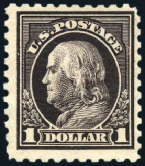 US Stamps Price Scott Catalog 478: 1916 US$1.00 Franklin Perf 10. Harmer-Schau Auction Galleries, Feb 2010, Sale 84, Lot 1611