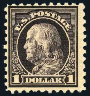 US Stamp Value Scott Cat. # 478: 1916 US$1.00 Franklin Perf 10. Harmer-Schau Auction Galleries, Jul 2010, Sale 86, Lot 541