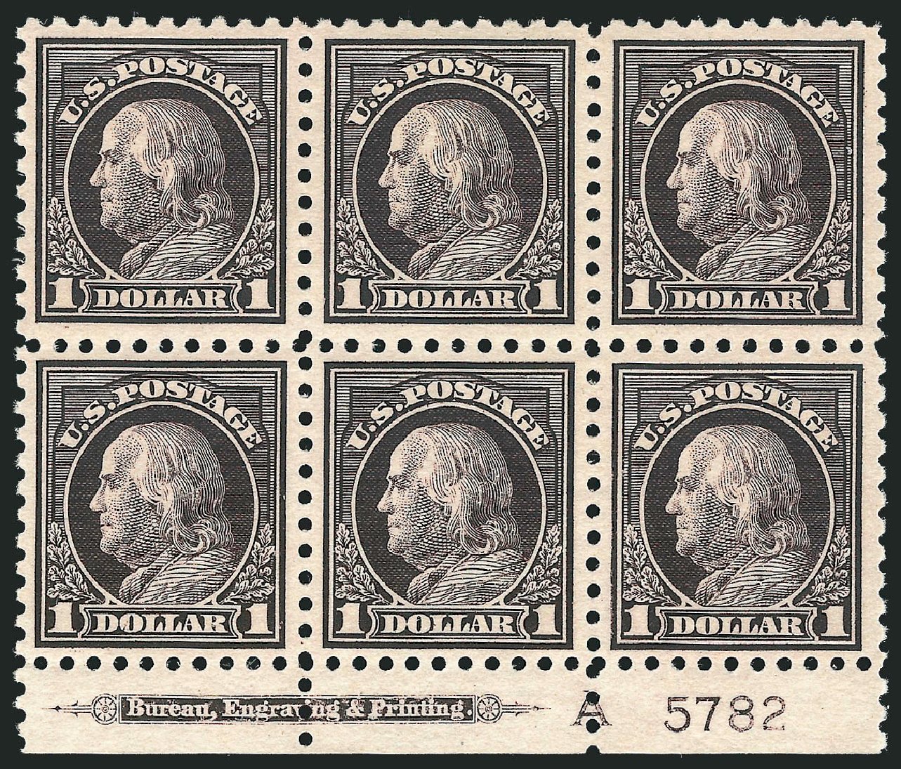Price of US Stamp Scott Catalog # 478 - 1916 US$1.00 Franklin Perf 10. Robert Siegel Auction Galleries, Sep 2014, Sale 1078, Lot 551