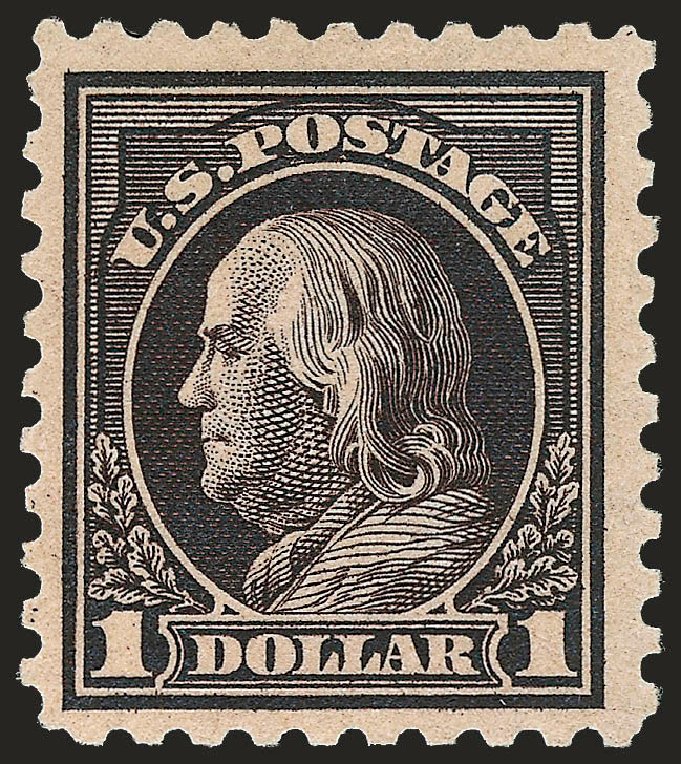 US Stamp Prices Scott Catalog 478 - US$1.00 1916 Franklin Perf 10. Robert Siegel Auction Galleries, Oct 2008, Sale 963, Lot 1011