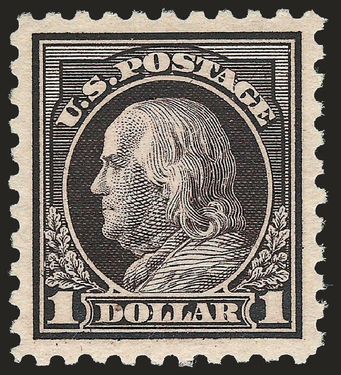 Costs of US Stamp Scott Catalog 478 - 1916 US$1.00 Franklin Perf 10. Robert Siegel Auction Galleries, Dec 2008, Sale 967, Lot 4831