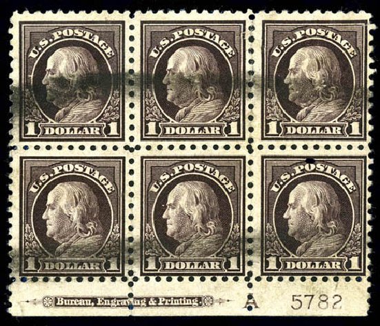 Cost of US Stamps Scott Cat. #478: 1916 US$1.00 Franklin Perf 10. Matthew Bennett International, Dec 2008, Sale 330, Lot 1804