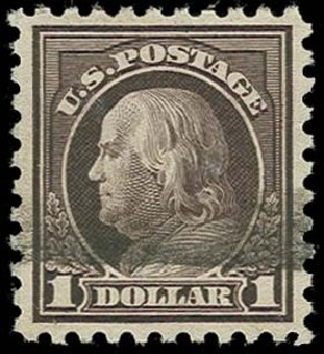 Prices of US Stamps Scott Catalog 478 - US$1.00 1916 Franklin Perf 10. H.R. Harmer, Oct 2014, Sale 3006, Lot 1374