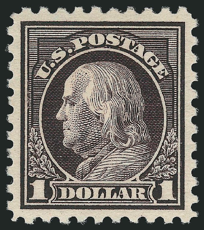 US Stamps Value Scott Cat. 478: US$1.00 1916 Franklin Perf 10. Robert Siegel Auction Galleries, May 2013, Sale 1044, Lot 294