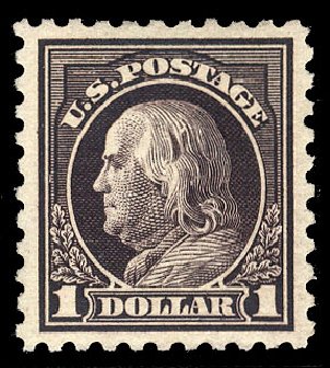 US Stamps Value Scott Catalog #478 - 1916 US$1.00 Franklin Perf 10. Cherrystone Auctions, Apr 2010, Sale 201004, Lot 265