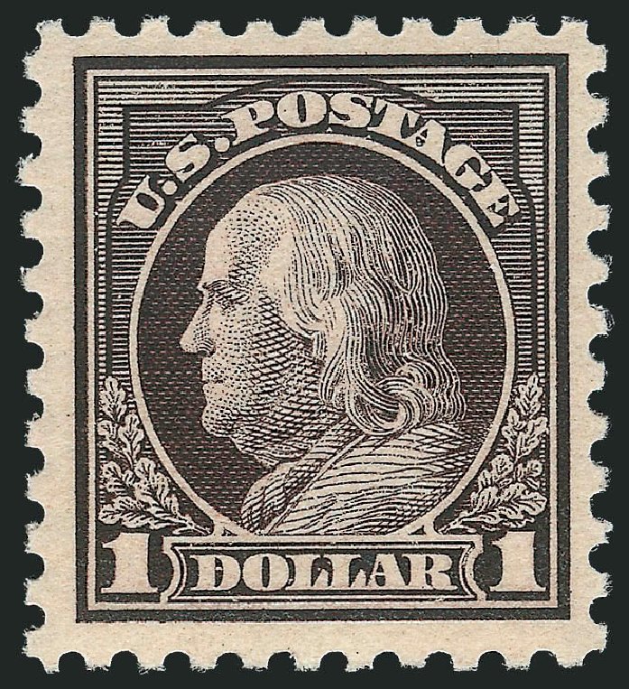 US Stamp Values Scott 478: 1916 US$1.00 Franklin Perf 10. Robert Siegel Auction Galleries, Nov 2013, Sale 1061, Lot 3955