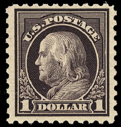 Price of US Stamp Scott Cat. #478 - 1916 US$1.00 Franklin Perf 10. Cherrystone Auctions, Nov 2010, Sale 201011, Lot 172