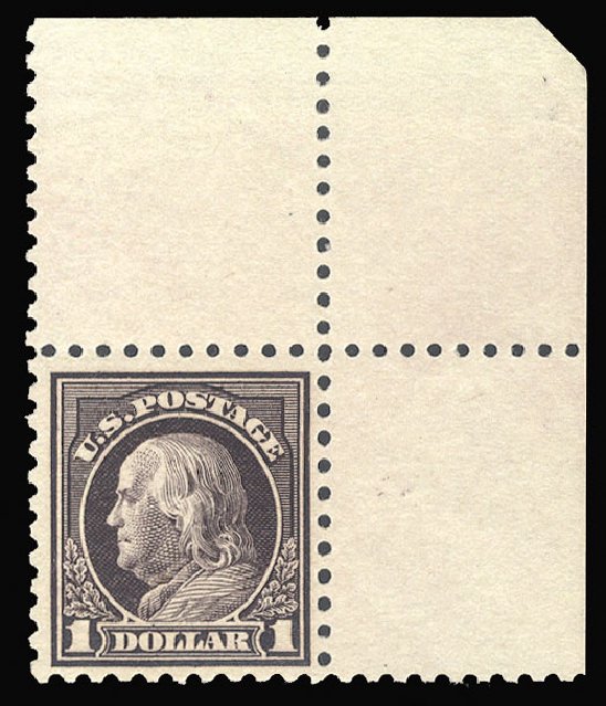 Value of US Stamp Scott Cat. # 478: US$1.00 1916 Franklin Perf 10. Cherrystone Auctions, Mar 2013, Sale 201303, Lot 82