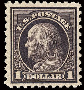 Price of US Stamp Scott Cat. #478 - 1916 US$1.00 Franklin Perf 10. Cherrystone Auctions, Nov 2010, Sale 201011, Lot 173
