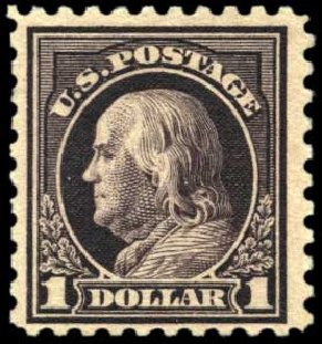 US Stamp Prices Scott Catalog # 478 - US$1.00 1916 Franklin Perf 10. Harmer-Schau Auction Galleries, Oct 2010, Sale 87, Lot 313