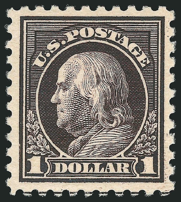 Value of US Stamp Scott Cat. # 478: 1916 US$1.00 Franklin Perf 10. Robert Siegel Auction Galleries, Dec 2014, Sale 1090, Lot 1543