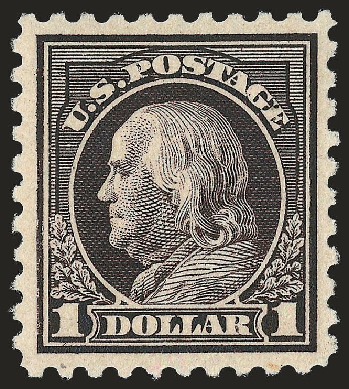 US Stamps Value Scott Catalogue 478 - 1916 US$1.00 Franklin Perf 10. Robert Siegel Auction Galleries, Dec 2008, Sale 967, Lot 4833