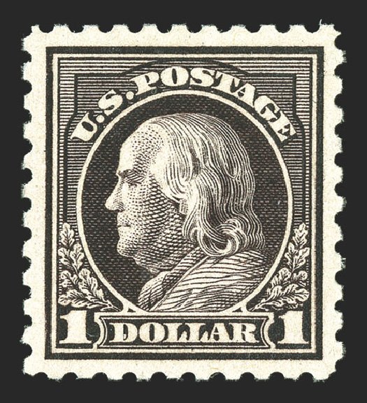 Price of US Stamp Scott Cat. #478: 1916 US$1.00 Franklin Perf 10. Spink Shreves Galleries, Nov 2012, Sale 141, Lot 173