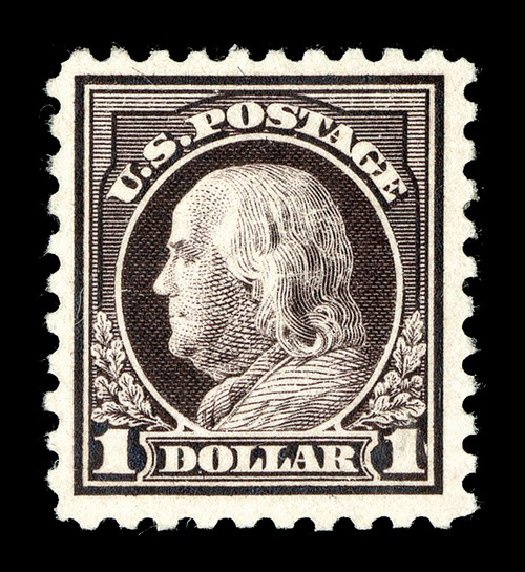 Cost of US Stamps Scott Catalogue #478 - 1916 US$1.00 Franklin Perf 10. Spink Shreves Galleries, May 2014, Sale 148, Lot 323