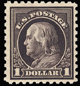 US Stamps Prices Scott Cat. #478 - US$1.00 1916 Franklin Perf 10. Cherrystone Auctions, Jan 2009, Sale 200901, Lot 226