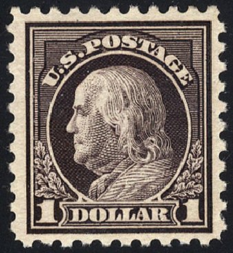 Cost of US Stamp Scott Catalogue 478 - 1916 US$1.00 Franklin Perf 10. Cherrystone Auctions, Mar 2009, Sale 200903, Lot 226