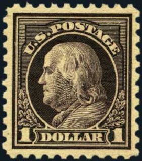 Cost of US Stamp Scott Catalogue # 478: 1916 US$1.00 Franklin Perf 10. Harmer-Schau Auction Galleries, Aug 2012, Sale 94, Lot 1576