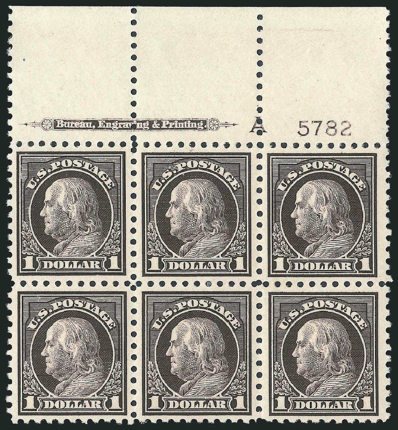 US Stamp Prices Scott Catalog # 478: 1916 US$1.00 Franklin Perf 10. Robert Siegel Auction Galleries, Mar 2013, Sale 1040, Lot 1866