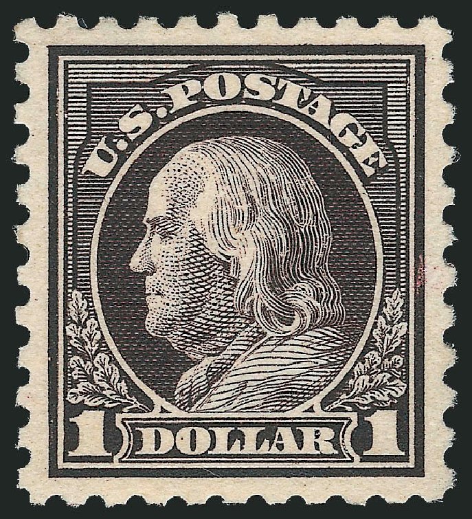Values of US Stamp Scott Cat. 478: US$1.00 1916 Franklin Perf 10. Robert Siegel Auction Galleries, Nov 2013, Sale 1061, Lot 3956
