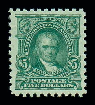 US Stamp Value Scott Catalogue # 480 - US$5.00 1917 Marshall Perf 10. Matthew Bennett International, Dec 2007, Sale 325, Lot 2147