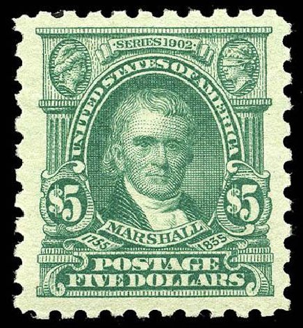 Cost of US Stamps Scott Catalogue 480 - US$5.00 1917 Marshall Perf 10. Matthew Bennett International, Apr 2008, Sale 326, Lot 437