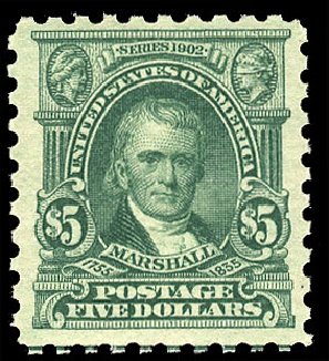 US Stamps Value Scott Catalog # 480 - US$5.00 1917 Marshall Perf 10. Cherrystone Auctions, Sep 2012, Sale 201209, Lot 77