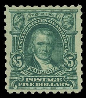 Value of US Stamps Scott Catalogue 480: 1917 US$5.00 Marshall Perf 10. Daniel Kelleher Auctions, Oct 2012, Sale 632, Lot 1377