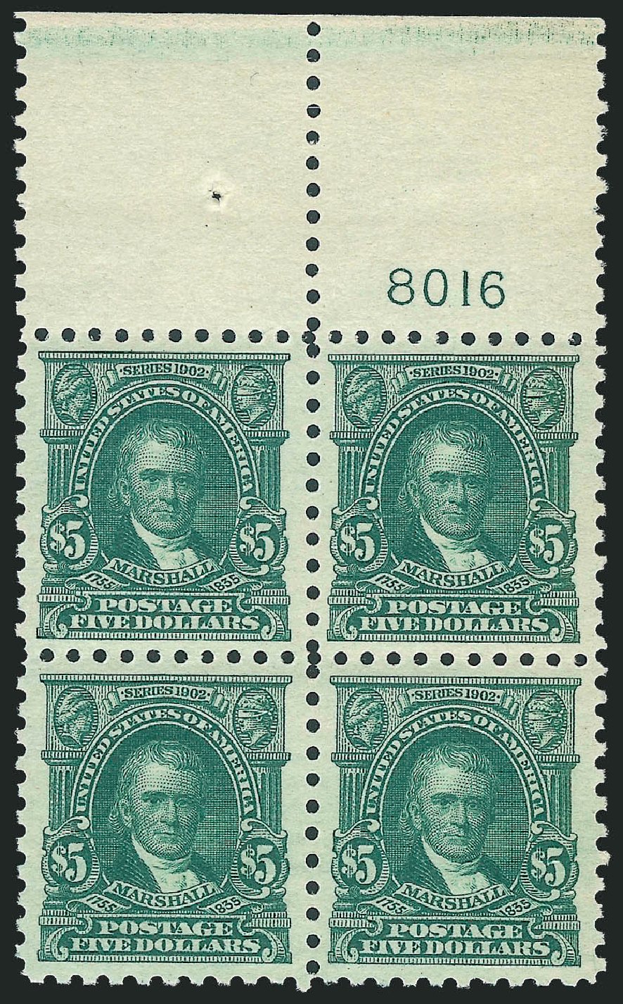 Costs of US Stamp Scott #480: US$5.00 1917 Marshall Perf 10. Robert Siegel Auction Galleries, Jul 2013, Sale 1050, Lot 597