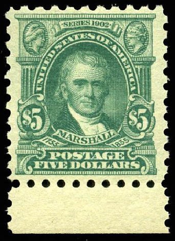 US Stamps Values Scott Catalogue # 480 - 1917 US$5.00 Marshall Perf 10. Matthew Bennett International, Apr 2008, Sale 326, Lot 438
