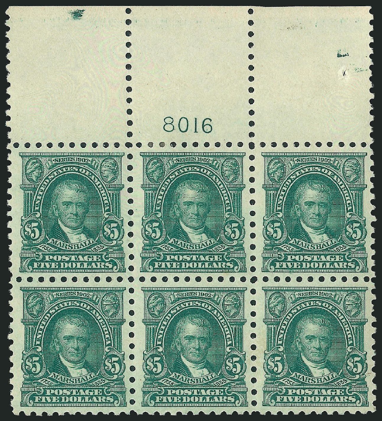 Values of US Stamps Scott Catalogue 480: US$5.00 1917 Marshall Perf 10. Robert Siegel Auction Galleries, Mar 2014, Sale 1067, Lot 1570