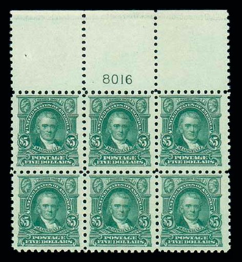 Costs of US Stamps Scott Cat. 480: 1917 US$5.00 Marshall Perf 10. Matthew Bennett International, Dec 2007, Sale 325, Lot 2151