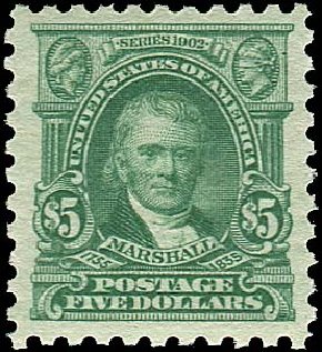 US Stamp Price Scott Catalog #480: US$5.00 1917 Marshall Perf 10. Regency-Superior, Nov 2014, Sale 108, Lot 891