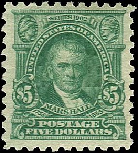 Prices of US Stamps Scott Cat. #480: US$5.00 1917 Marshall Perf 10. Regency-Superior, Jan 2015, Sale 109, Lot 1271