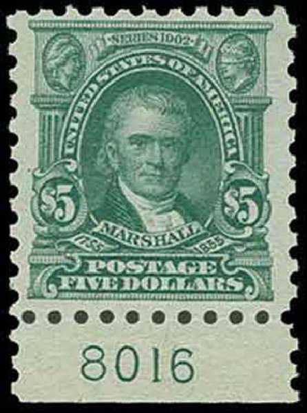 US Stamp Price Scott Catalogue 480 - 1917 US$5.00 Marshall Perf 10. H.R. Harmer, Nov 2013, Sale 3004, Lot 1284