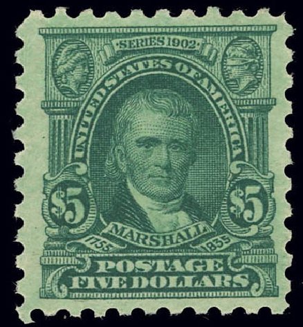 Price of US Stamps Scott Catalogue #480 - US$5.00 1917 Marshall Perf 10. Daniel Kelleher Auctions, Feb 2013, Sale 634, Lot 305