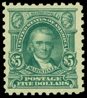 Cost of US Stamp Scott Catalog #480: US$5.00 1917 Marshall Perf 10. Daniel Kelleher Auctions, Sep 2014, Sale 655, Lot 525