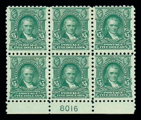 US Stamp Values Scott Catalog 480: 1917 US$5.00 Marshall Perf 10. Matthew Bennett International, Dec 2007, Sale 325, Lot 2152