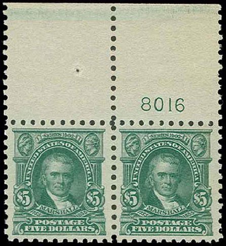 Values of US Stamps Scott Cat. #480: US$5.00 1917 Marshall Perf 10. H.R. Harmer, Nov 2013, Sale 3004, Lot 1282