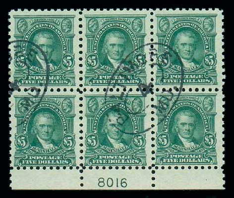 Costs of US Stamps Scott Catalogue 480: US$5.00 1917 Marshall Perf 10. Matthew Bennett International, Dec 2007, Sale 325, Lot 2153