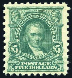 US Stamp Price Scott # 480 - 1917 US$5.00 Marshall Perf 10. Harmer-Schau Auction Galleries, Jul 2010, Sale 86, Lot 543