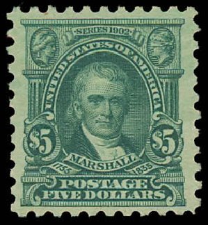 Value of US Stamp Scott # 480: US$5.00 1917 Marshall Perf 10. Daniel Kelleher Auctions, Jun 2012, Sale 630, Lot 1866