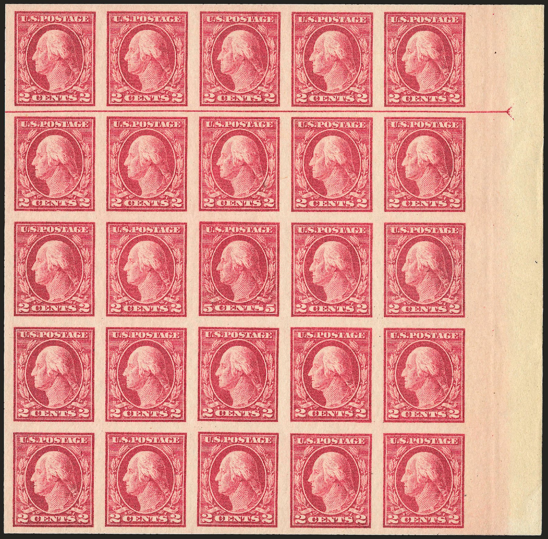Price of US Stamps Scott Cat. # 485 - 5c 1917 Washington Imperf. Robert Siegel Auction Galleries, Sep 2009, Sale 968B, Lot 632