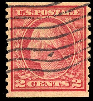 US Stamp Values Scott # 491: 2c 1917 Washington Coil Perf 10 Vertically. Cherrystone Auctions, Jan 2010, Sale 201001, Lot 157