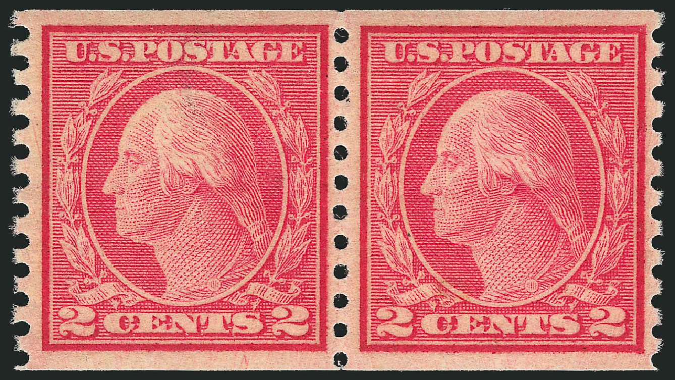 Values of US Stamps Scott Catalogue # 491 - 2c 1917 Washington Coil Perf 10 Vertically. Robert Siegel Auction Galleries, Feb 2015, Sale 1093, Lot 427