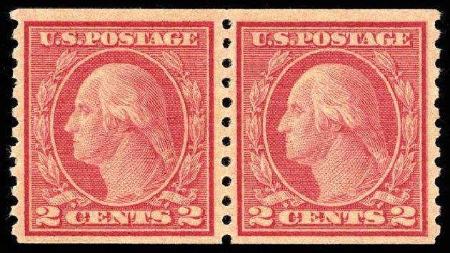 US Stamps Value Scott #491: 2c 1917 Washington Coil Perf 10 Vertically. Matthew Bennett International, Apr 2008, Sale 326, Lot 439