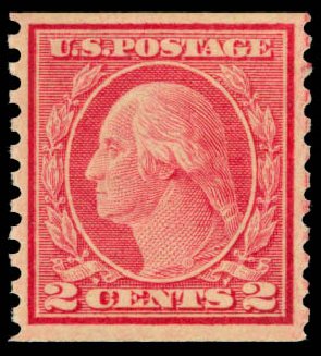 US Stamp Prices Scott Catalogue 491 - 1917 2c Washington Coil Perf 10 Vertically. Daniel Kelleher Auctions, Sep 2014, Sale 655, Lot 529