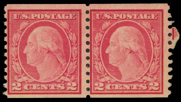 US Stamps Price Scott Catalog #491 - 2c 1917 Washington Coil Perf 10 Vertically. Daniel Kelleher Auctions, Jul 2011, Sale 625, Lot 1000